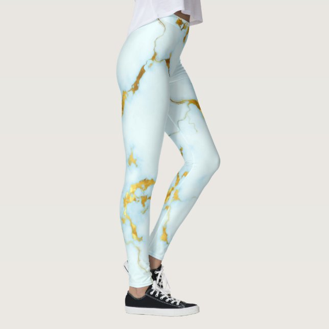 Leggings Luxueux Azure Gilded Pottery Motif Ceramic Art (Droite)