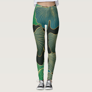 Leggings Luxueux or Ginkgo, art vintage.