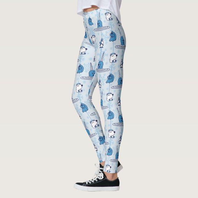 Leggings M. Narwhal Blue Snowflake Motif (Gauche)