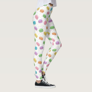 Leggings Macarons français pastel à motif kawaii