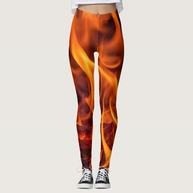 Leggings macro Flamme d'incendie (Devant)