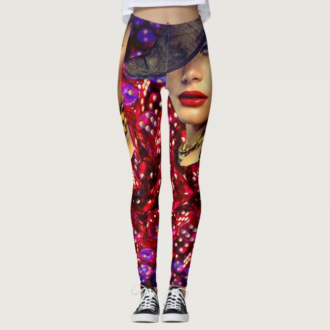 Leggings Madame Luck With Dice de casino de Las Vegas (Devant)