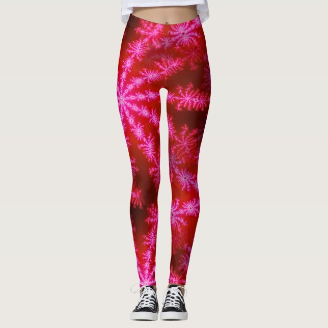 Leggings Magenta Hot rose Psychédélique Mandelbrot Fractal (Devant)