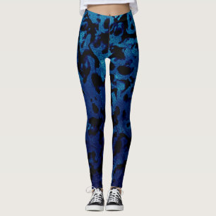 Leggings Magie Abstraite - Black Grunge Bleu de la Marine