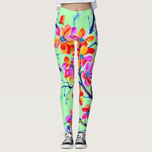Leggings Magnifique aquarelle Sakura Cheryy Flowers (Devant)