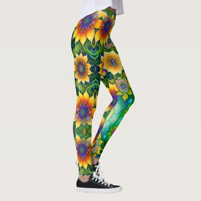 Leggings Magnifique Grand Tournesol Lumineux (Droite)