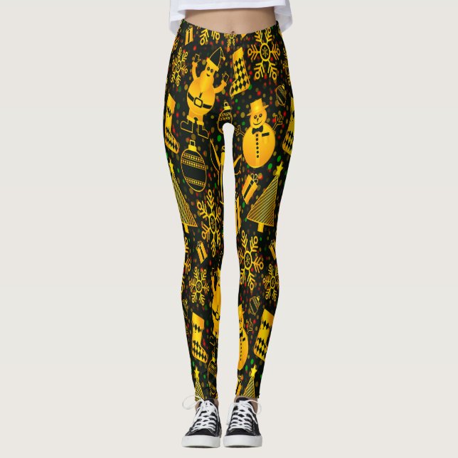 Leggings Magnifique papier peint de Noël (Devant)