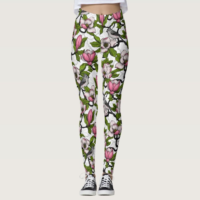 Leggings Magnolia en floraison et tireur (Devant)