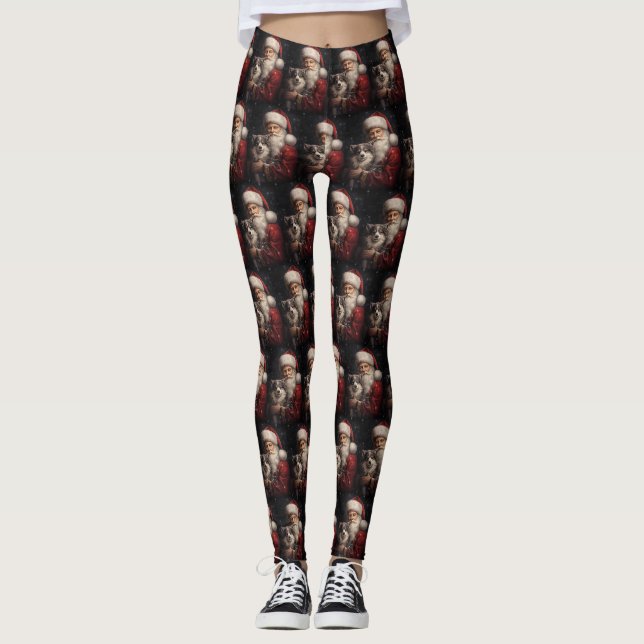 Leggings Malamute d'Alaska avec Noël du Père Noël (Devant)