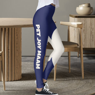 Leggings Maman Chat Chéri Bleu Marine Uni Ivoire Texte Pers