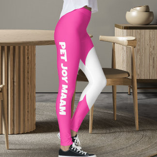 Leggings Maman Chat Chéri Nom Électrique Rose Blanc Texte P