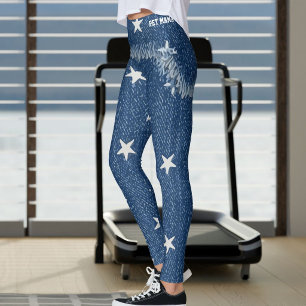 Leggings Maman d'animal Fausse Denim Patch Irégulier Étoile