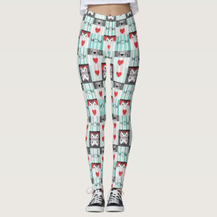 Leggings Maman Pop Art Gras avec des cœurs et des rayures r