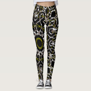 Leggings Mandala argent et or