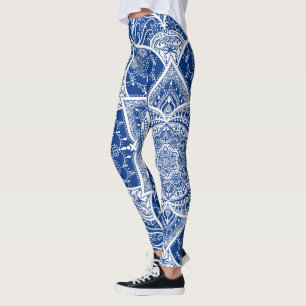 Leggings Mandala bleu et blanc - Loergann dans le Pacifique