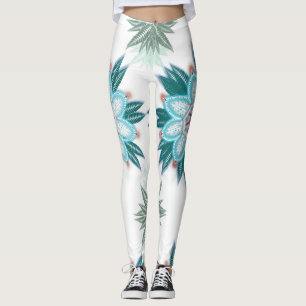 Leggings Mandala de fleurs bleu exotique