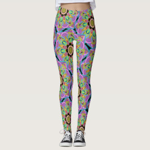Leggings Mandala Design, Neon Flower Power !