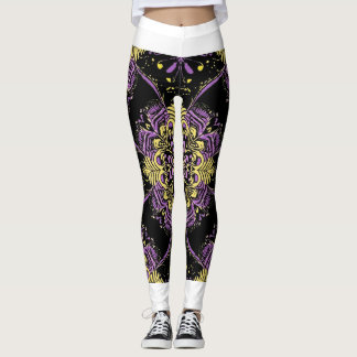 Leggings Mandala en or violet enchantés