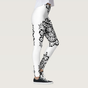 Leggings Mandala Floral En Noir & Blanc