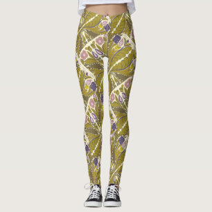 Leggings Mandala floral, rose olive muet violet