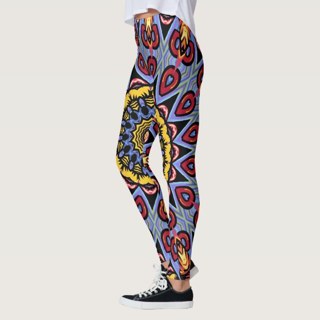 Leggings Mandala Trippy Retro Hippie Boho Chic Bohème (Gauche)
