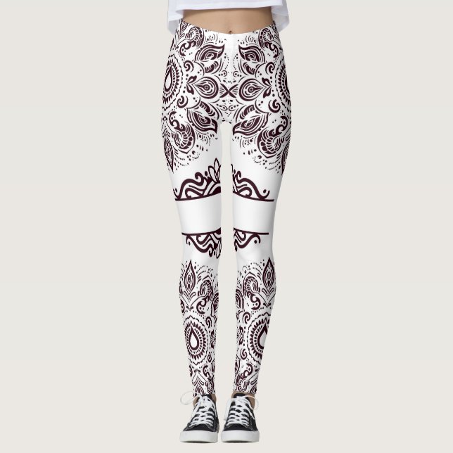 Leggings Mandala Vin Rouge (Devant)