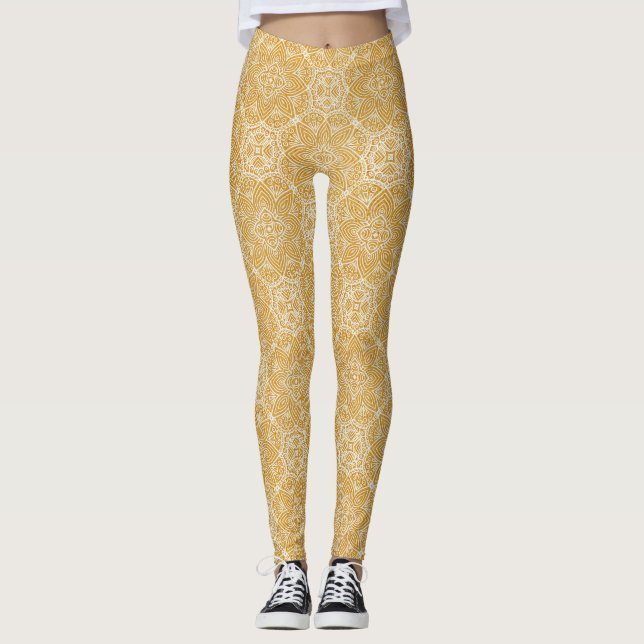 Leggings Mandalas d'or de divers modèles de Cercle géométri (Devant)