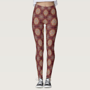 Leggings Mandalas en motifs mixtes Maroon