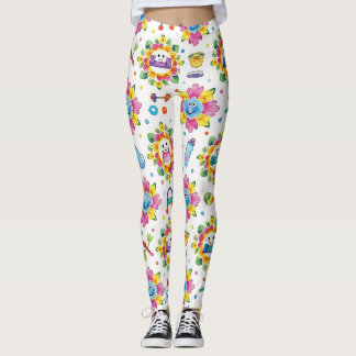 Leggings Mandalas Floraux Ludiques Motif Sans Fin