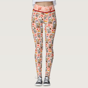 Leggings Maneki Neko Chat et Sushi japonais rose