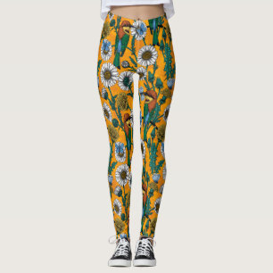 Leggings Mangeurs d'abeilles, papillons bleus et marguerite