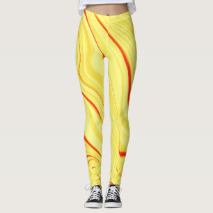 Leggings Mango cream with red or coral curved stroke