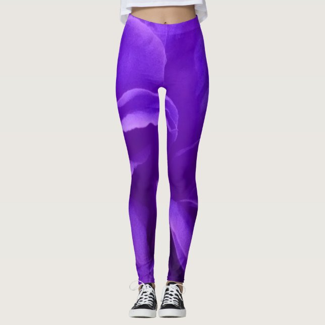 Leggings Marbre Abstrait violet motif floral (Devant)