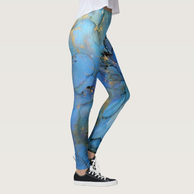 Leggings marbre bleu violet or pierre scifi abstrait (Droite)
