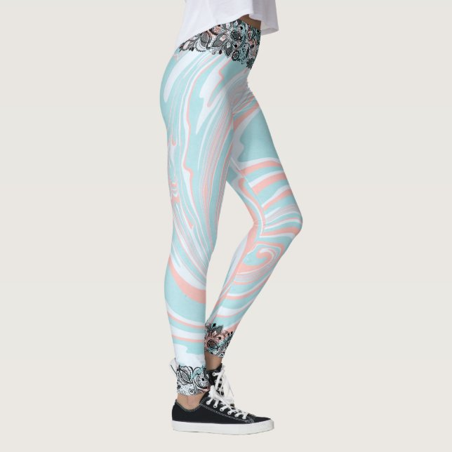 Leggings Marbre coloré Lace noire (Droite)