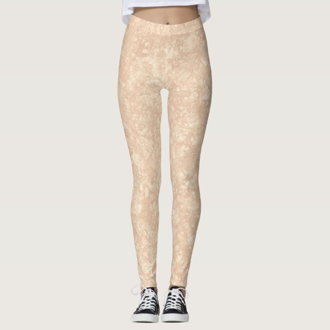 Leggings Marbre de crème beige clair Terrazzo Texture (Devant)