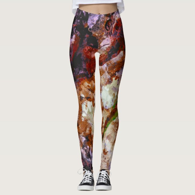Leggings Marbre de cristal de quartz de feu Abstrait (Devant)