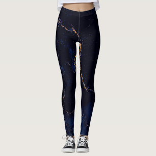 Leggings Marbre d'or de bleu marine