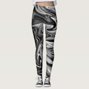 Leggings Marbre élégant 7 - liquide noir et blanc