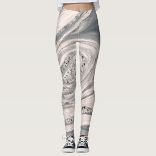 Leggings Marbre et cristal liquides gris - perle et argent