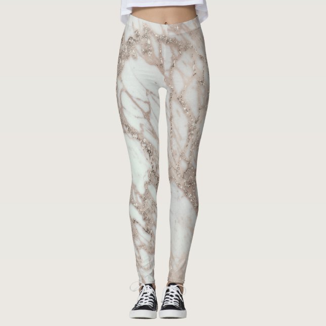 Leggings Marbre Glam Rose rose or or Silver Design Style (Devant)