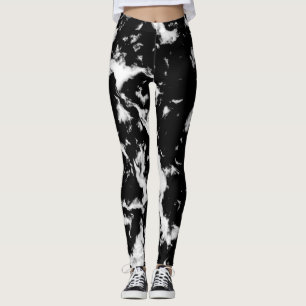 Leggings Marbre Grunge Abstrait - Collectif noir et blanc