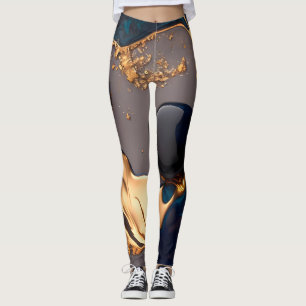 Leggings Marbre Liquide Or de Minuit