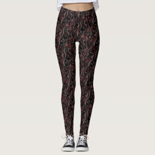 Leggings Marbre noir argenté rouge
