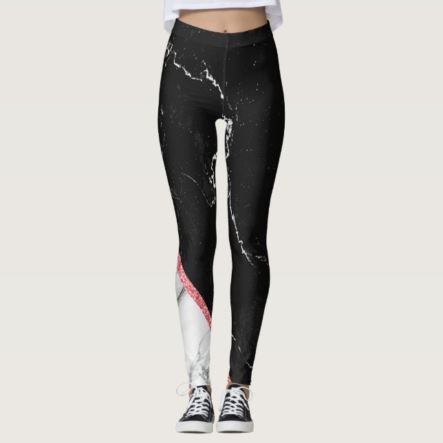 Leggings Marbre noir et blanc (Devant)
