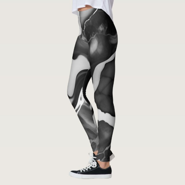 Leggings Marbre noir et blanc tendance (Gauche)