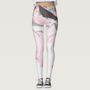 Leggings Marbre noir rose : main tirée