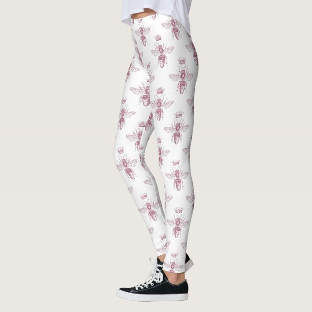 Leggings Marbre rose élégant & Bumble Bee Print (Gauche)
