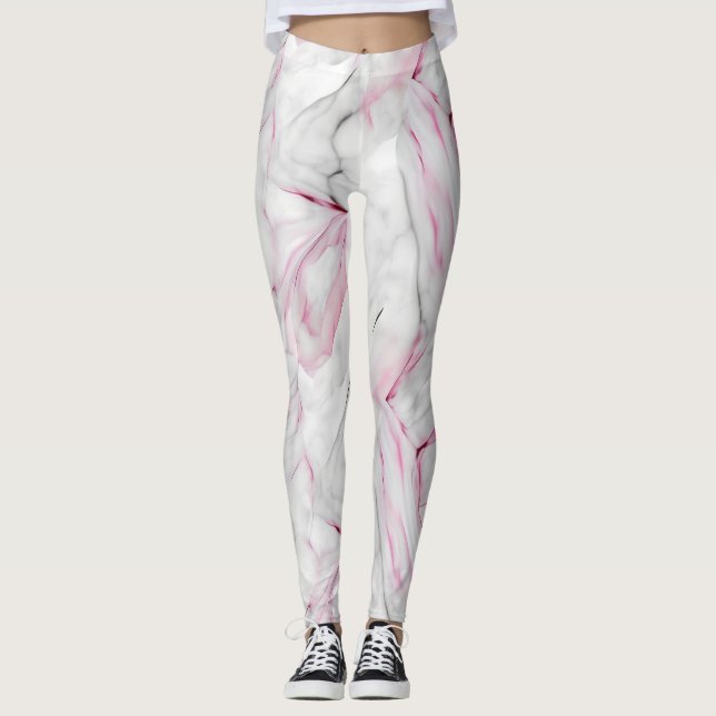 Leggings Marbre rose et blanc doux (Devant)