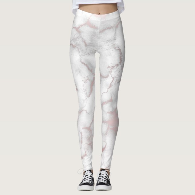 Leggings Marbre rose or rose Moderne Chic tendance (Devant)